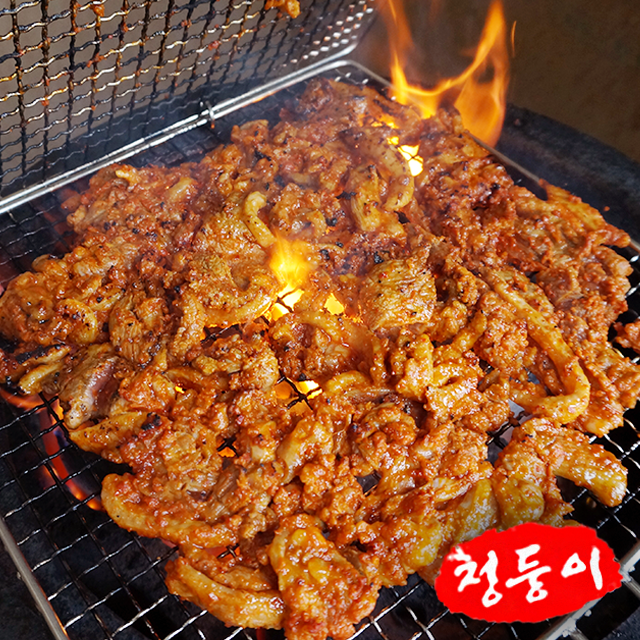 연탄불 초벌 오리 주물럭 양념 불고기