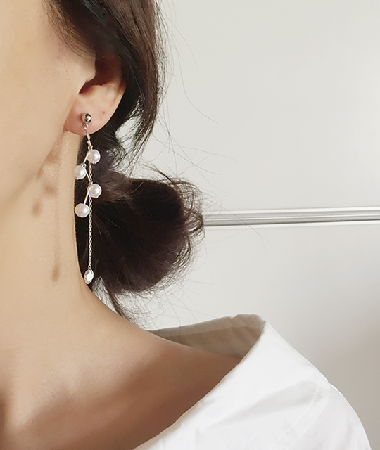 Gold Stick Pearl Drop Earrings Titanium Fashionabl