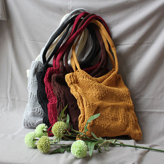 Double knit eco bag Shoulder bag Knit bag Winter k