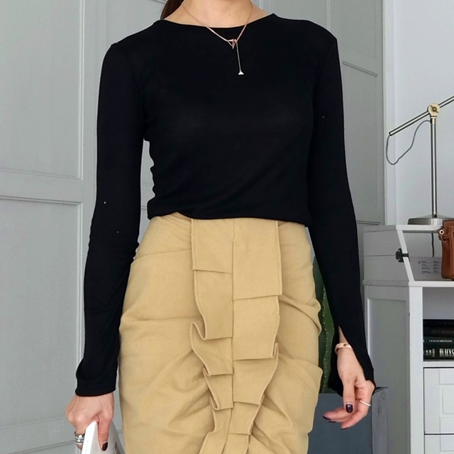 Suede flare winter long skirt A line long skirt be