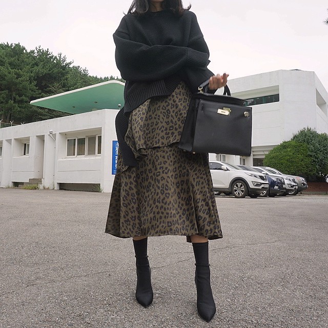 Leopard Long Skirt Daily Codile Rope Twenties Hopp