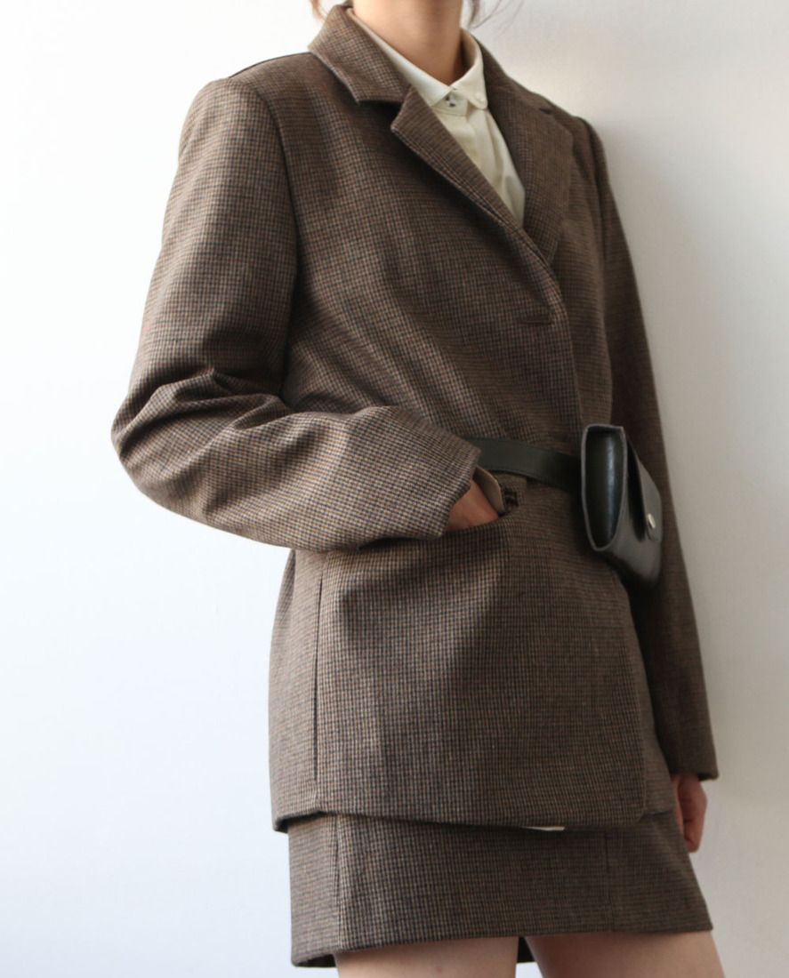 Check mini skirt Beige, Brown 20's Women's s