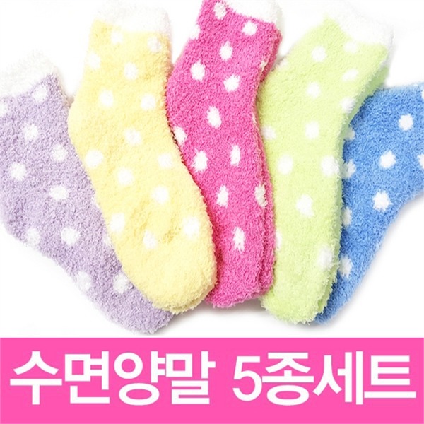 제이투와이 도트 수면양말 5매세트 땡땡이 수면양말