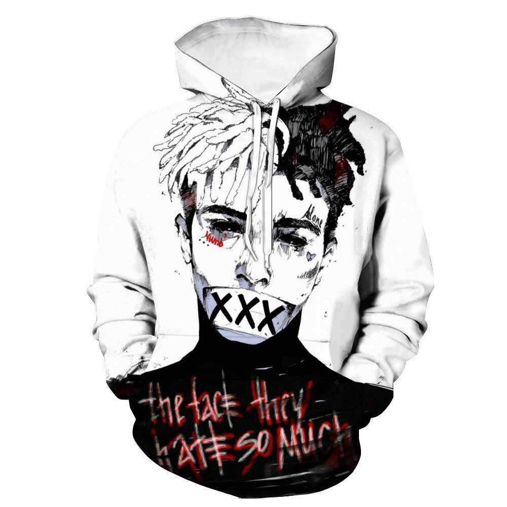 래퍼 XXX텐타시온 R I P 3D 디지털 전사프린팅 남여공용 후드티셔츠1