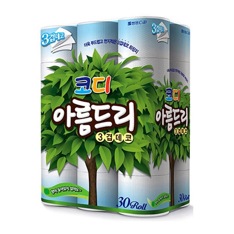 쌍용씨앤비 CODI 아름드리 화장지 3겹 27m 30롤