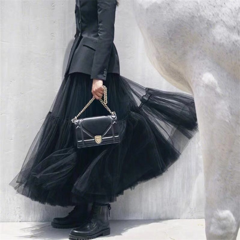 페티코트 투투 L Tulle Skirt 빈티지 미디 Pleated Skirts Womens Lolita 신부 들러리 결혼식 faldas Mujer saias jupe
