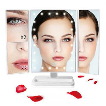 Makeup Mirror with 24 LED Lights Lighted Vanity Mirrors Touch Control Adjustable 180째 Rotation Porta - 네이버쇼핑