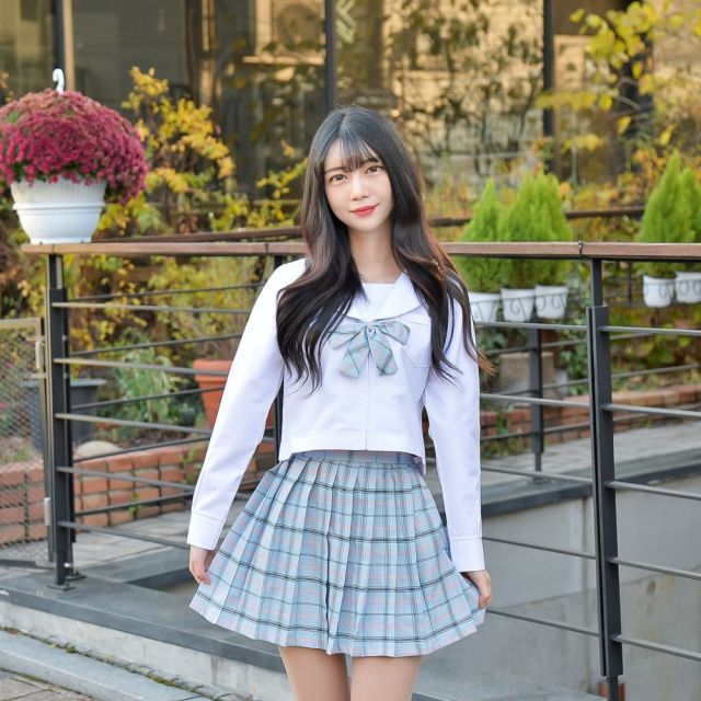 교복몰 일본교복 긴팔 세트 체크 바람부는 하늘 세라