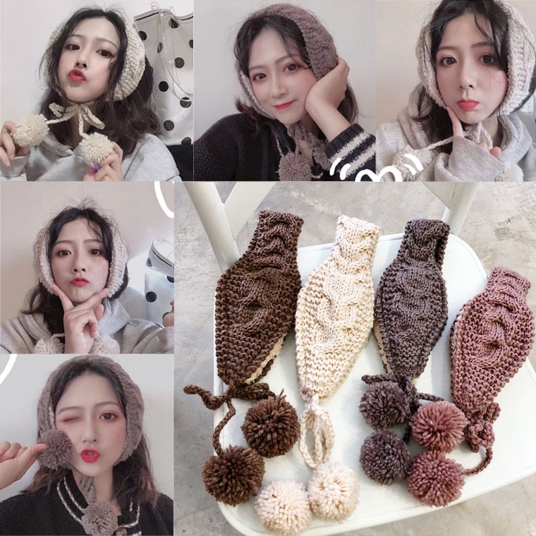 꽈배기 꼬임 귀도리 겨울 니트