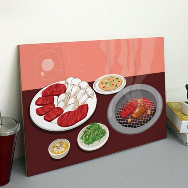 아트박스 꾸밈 ij795-아크릴액자 맛있는한우 대형 구이