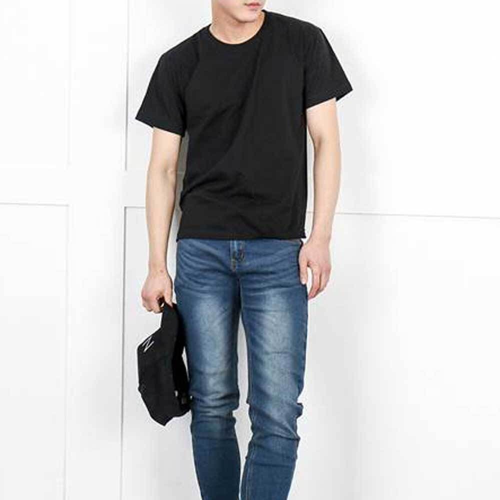 남자 라운드넥 면티셔츠 반팔 기본 데일리 스타일 그레이-M