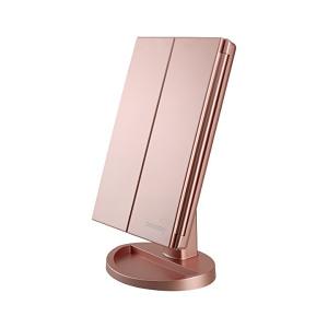 deweisn Tri-Fold Lighted Vanity Makeup Mirror with 21 LED Lights 3X 2X Magnification Mirror Touch Se - 네이버쇼핑