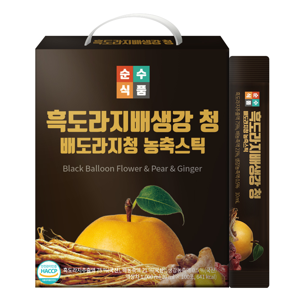 순수식품 흑도라지배생강 청 배도라지청 농축스틱  10ml x 100개입