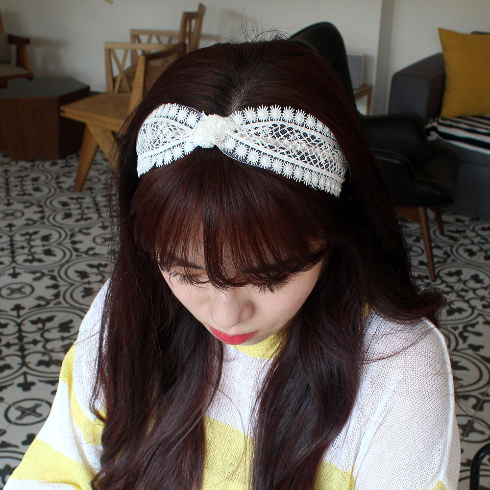올리비나 피오니 헤어밴드 넓은 레이스 머리띠