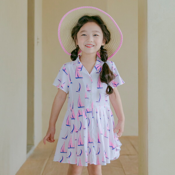 아이러브제이 여름 요트여행 버튼 원피스 JSUOP13