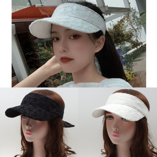 레이스 썬캡 선바이저 흑백 S1431
