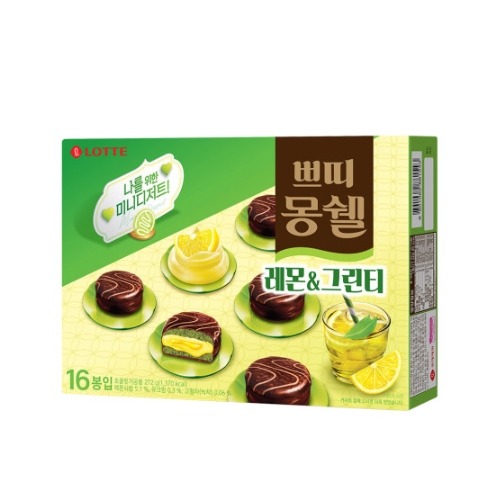 롯데웰푸드 쁘띠몽쉘 레몬 그린티 17g x 16개입