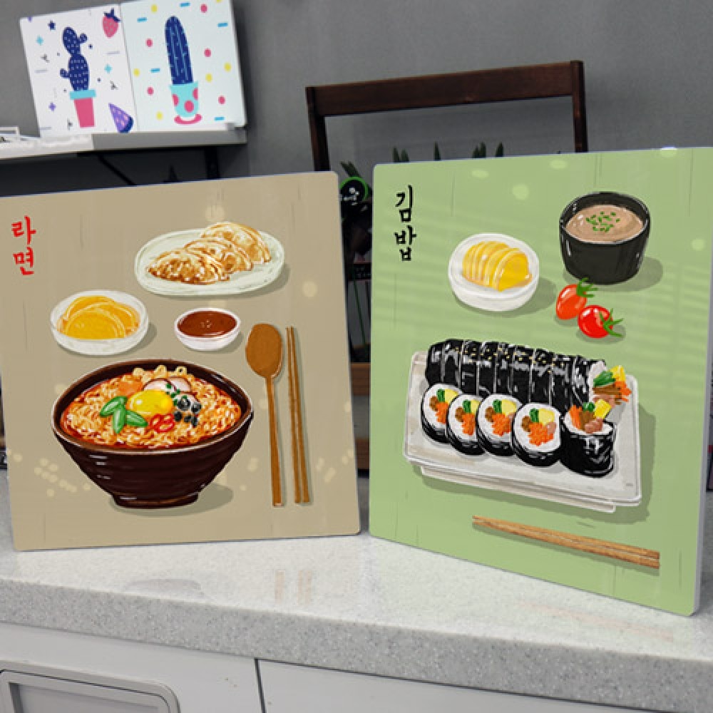 아트박스 꾸밈 cl539-폼아크릴액자38CmX38Cm 맛있는음식들1 분식