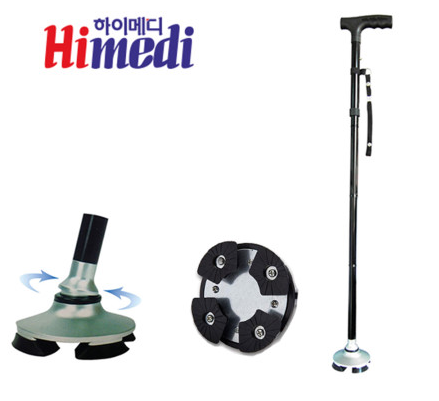 하이메디 서있는 휴대용 접이식 사발 지팡이 4발 스마트 노인 70대 EWC-009