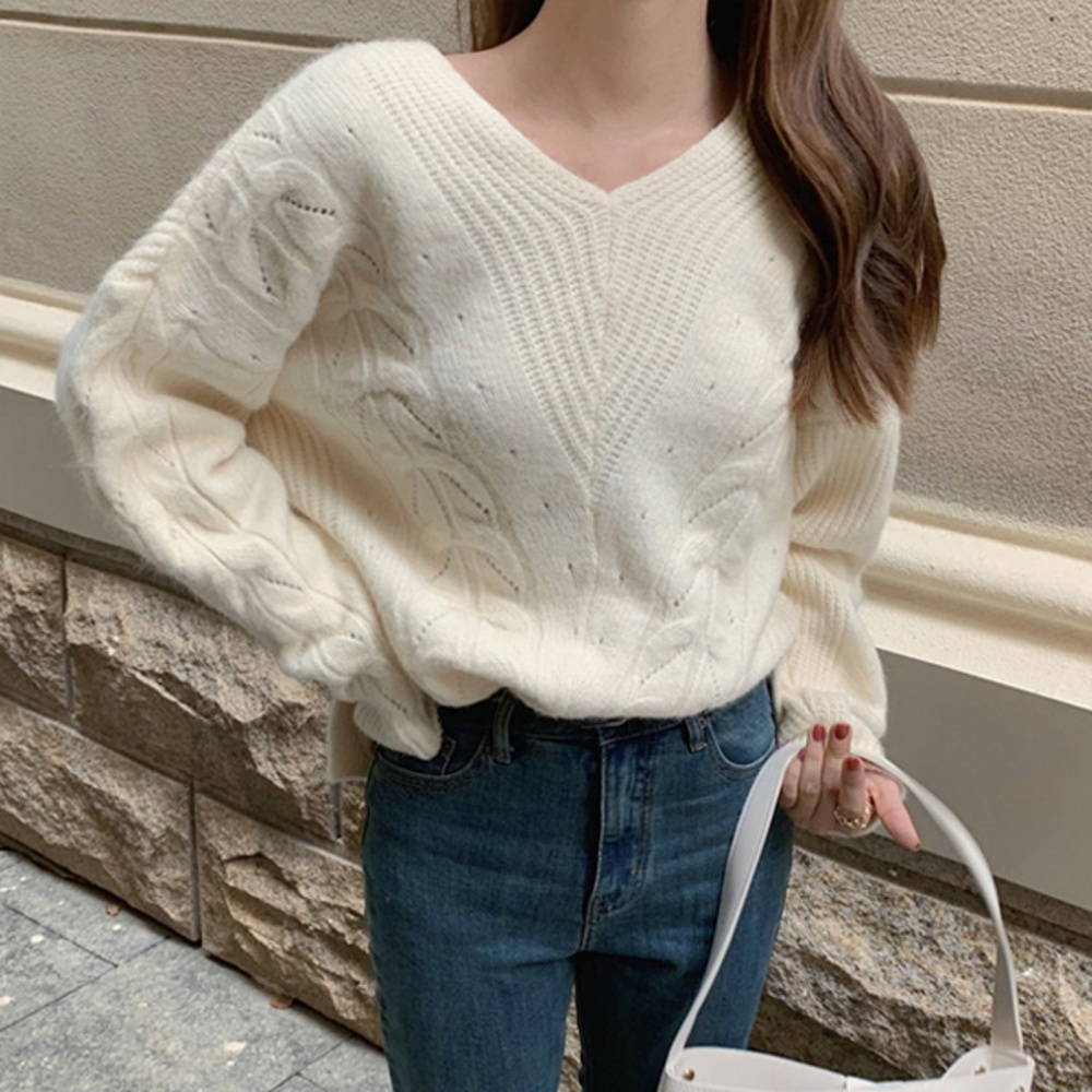 아델리오 루즈핏 브이넥 니트 mknit1446