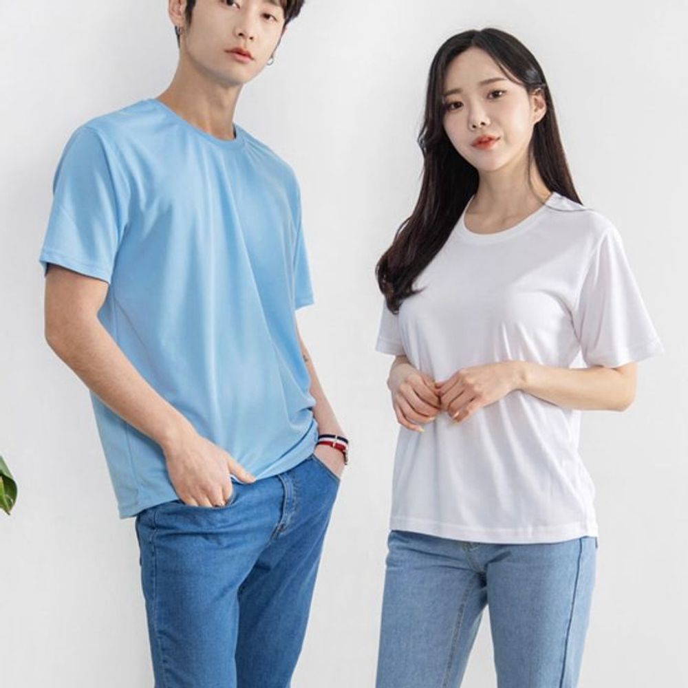 커플티 반팔티 쿨론 라운드티 무지 기본티 여름 옷