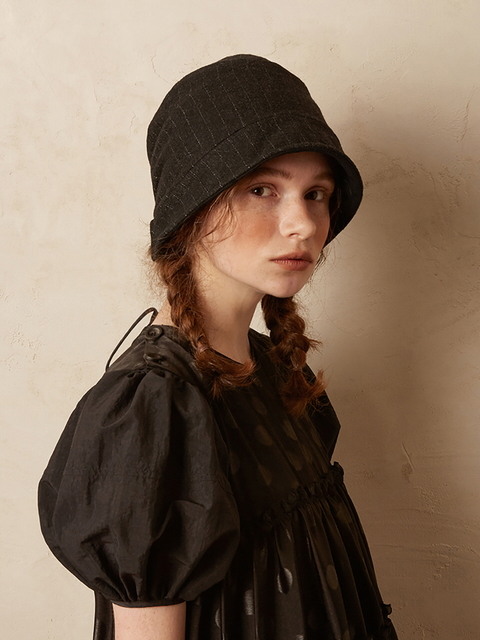 브라운햇 브라운햇 Banding Jane bonnet - Charcoal stripe