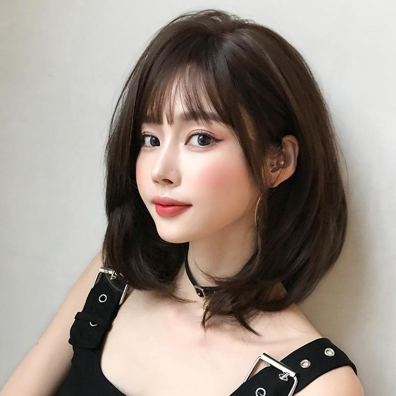여성 레이어드컷 앞머리 단발 중단발 가발 통가발