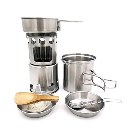 N V 304 Stainless Steel Camping Set Pot Camping Cookware Stainless Steel Pot Portab - 네이버쇼핑