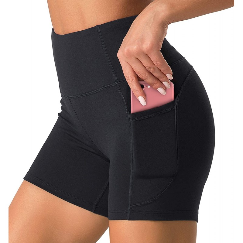 Fit High Waist Yoga Shorts for Women with 2 Side Pockets Tummy Control Running Home Workout S - 네이버쇼핑