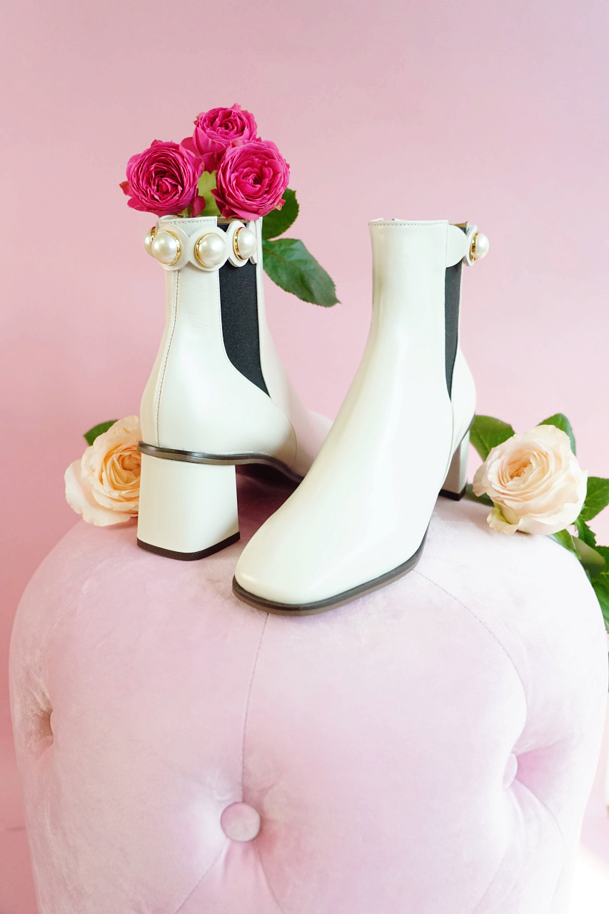 부티크헤르원 ROCOCO Pearl 로코코펄 첼시 앵클 부츠 스퀘어토 20FW 펄슈즈