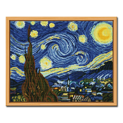아트홀릭 DIY 보석십자수 액자 그림 비즈 대형 D601 고흐의 별이 빛나는 밤에 1개