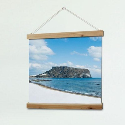 꾸밈 ah346-우드스크롤 60CmX60Cm-성산일출봉겨울풍경
