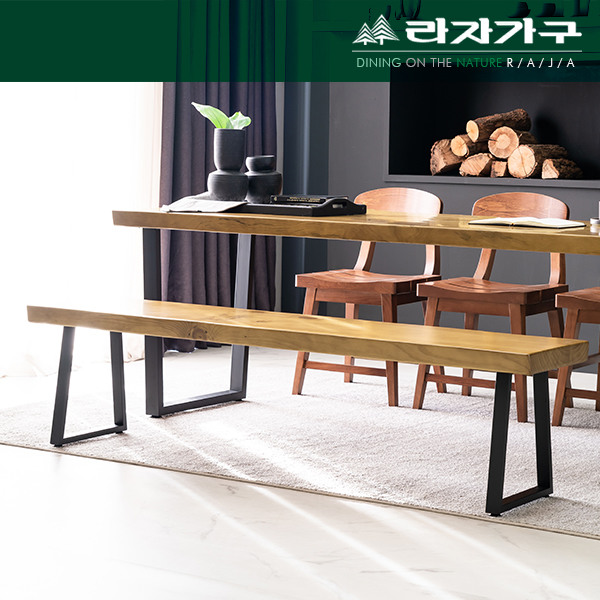 라자가구 뉴송 우드슬랩 메이플 통원목 벤치의자 2000