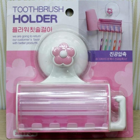 흡착 진공압축 플라워 칫솔걸이 칫솔거치대 칫솔꽂이