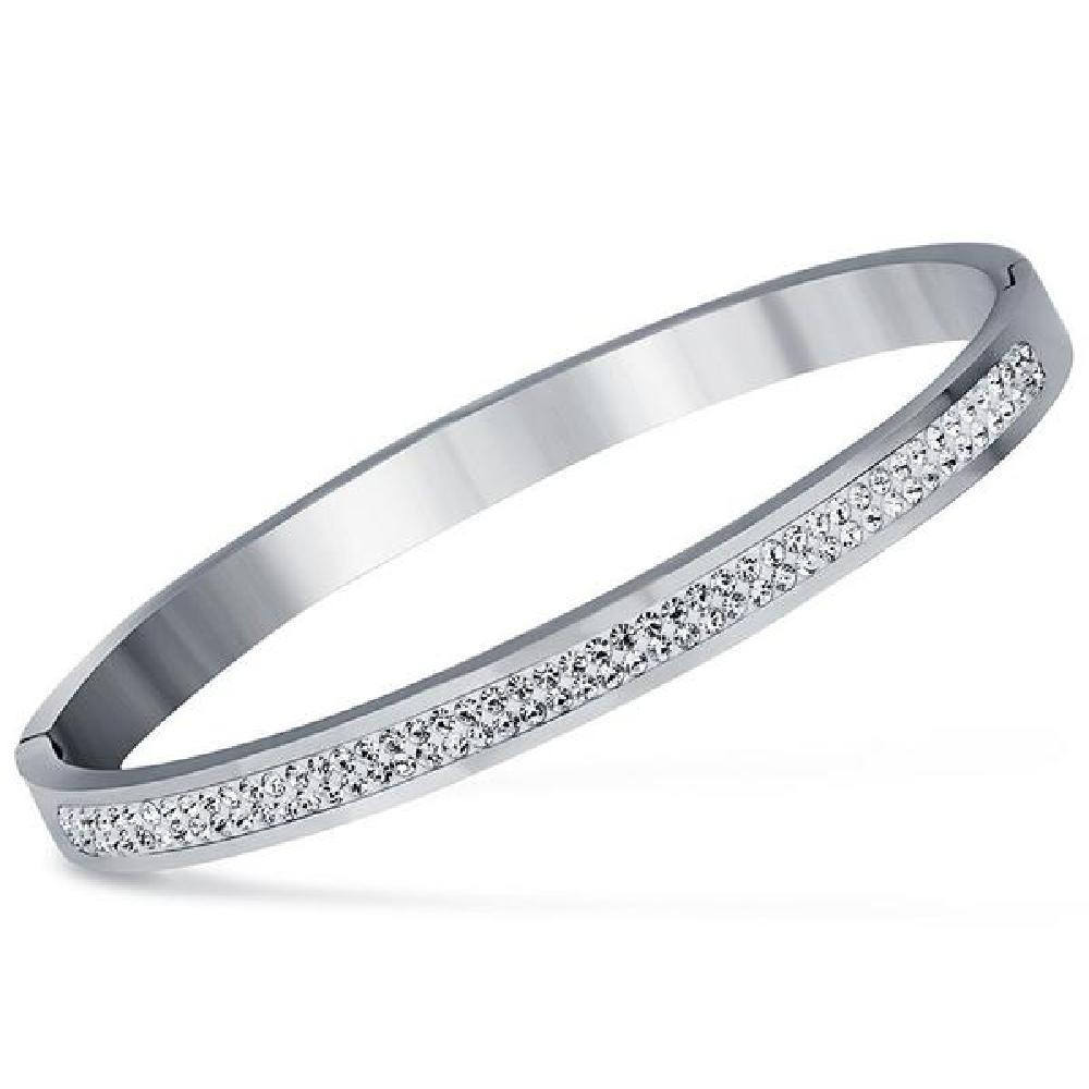 두 행 크리스탈 라인 석 포장 스테인리스 팔찌 여성을위한 bangles 쥬얼리 팔찌 액세서리 드롭