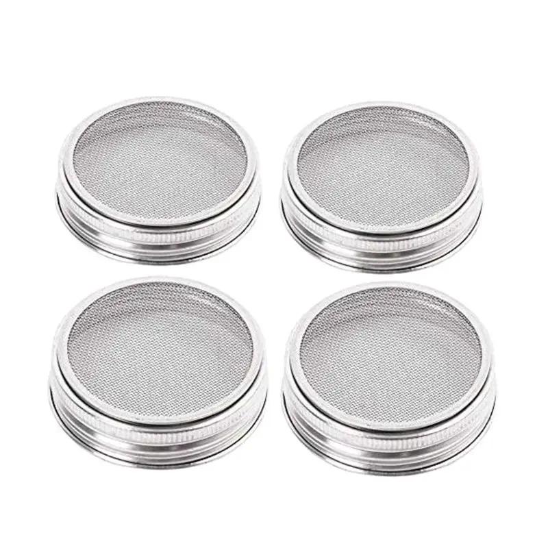 4 개대 70mm86mm 씨앗 돋아 뚜껑 스테인레스 스틸 메쉬 필터 넓은 입 메이슨 항아리