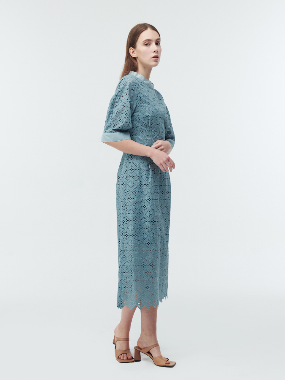 스튜디오다리 COTTON LACE DRESS-CADET