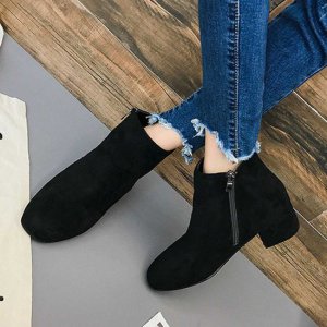 겨울 여성 앵클 부츠 지퍼 스웨이드 데일리 데이트
