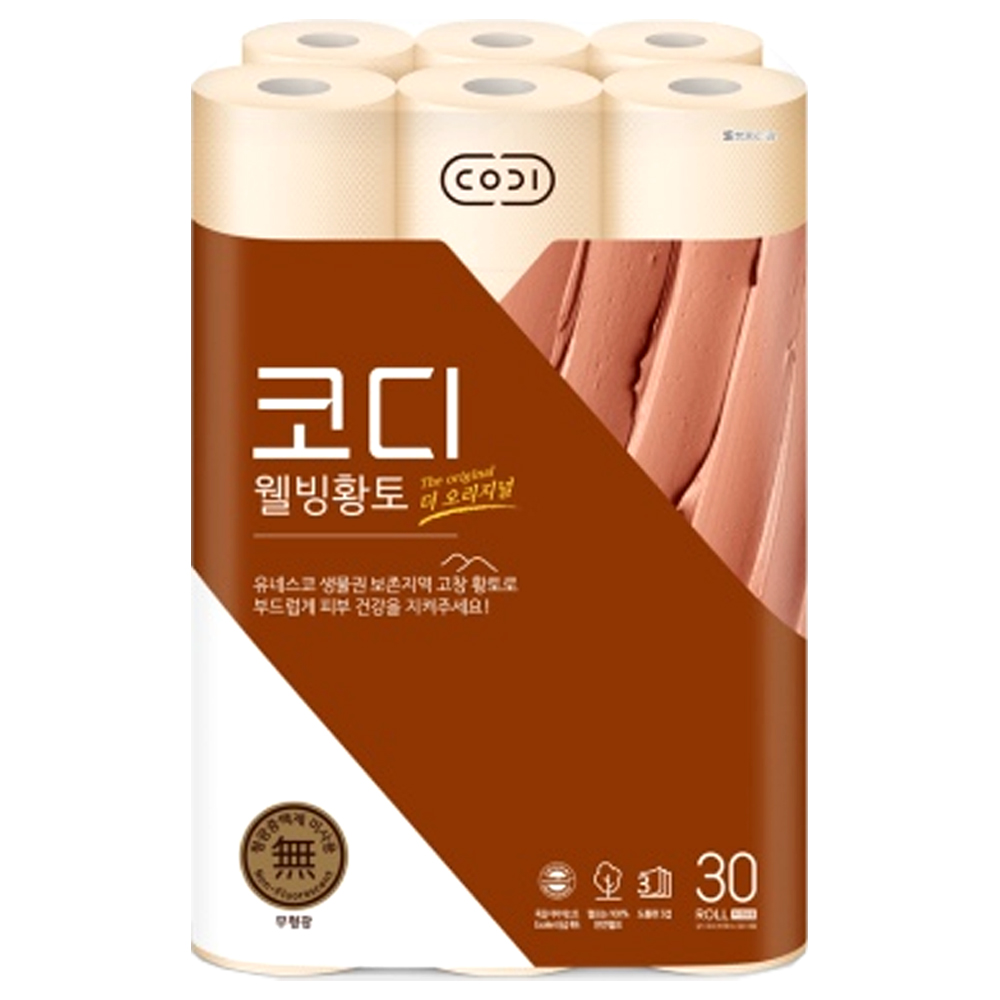 쌍용씨앤비 CODI 웰빙황토 롤화장지 3겹 30m