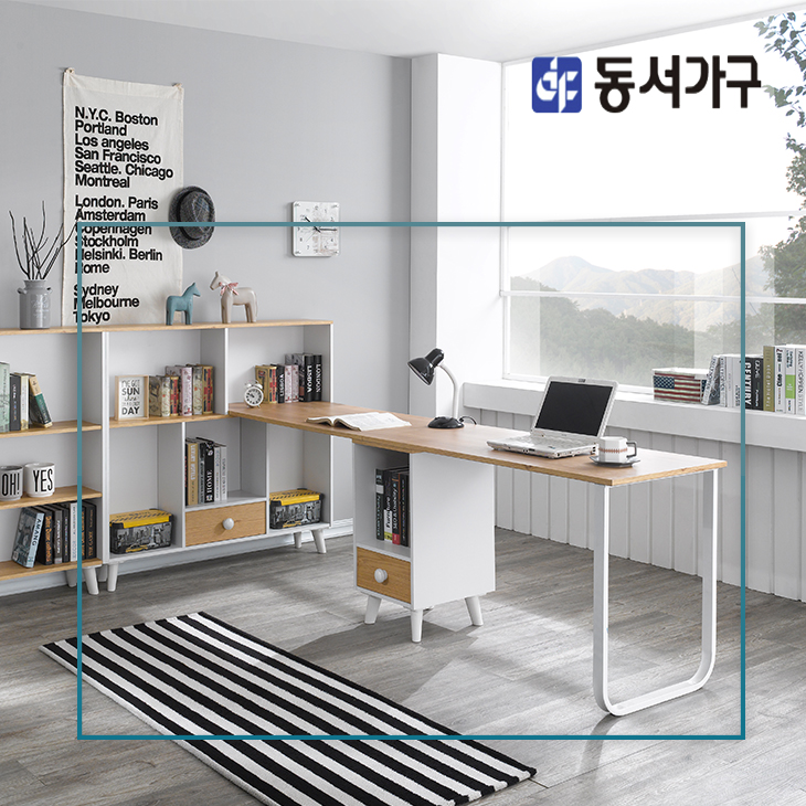 동서가구 네오 2인용 책상 책장 세트 기본형