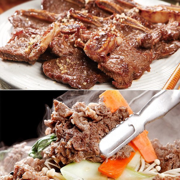 냉동 정성담은 천상궁 양념 LA갈비 4팩 소불고기 4kg 선물세트 부직포가방 부직포가방