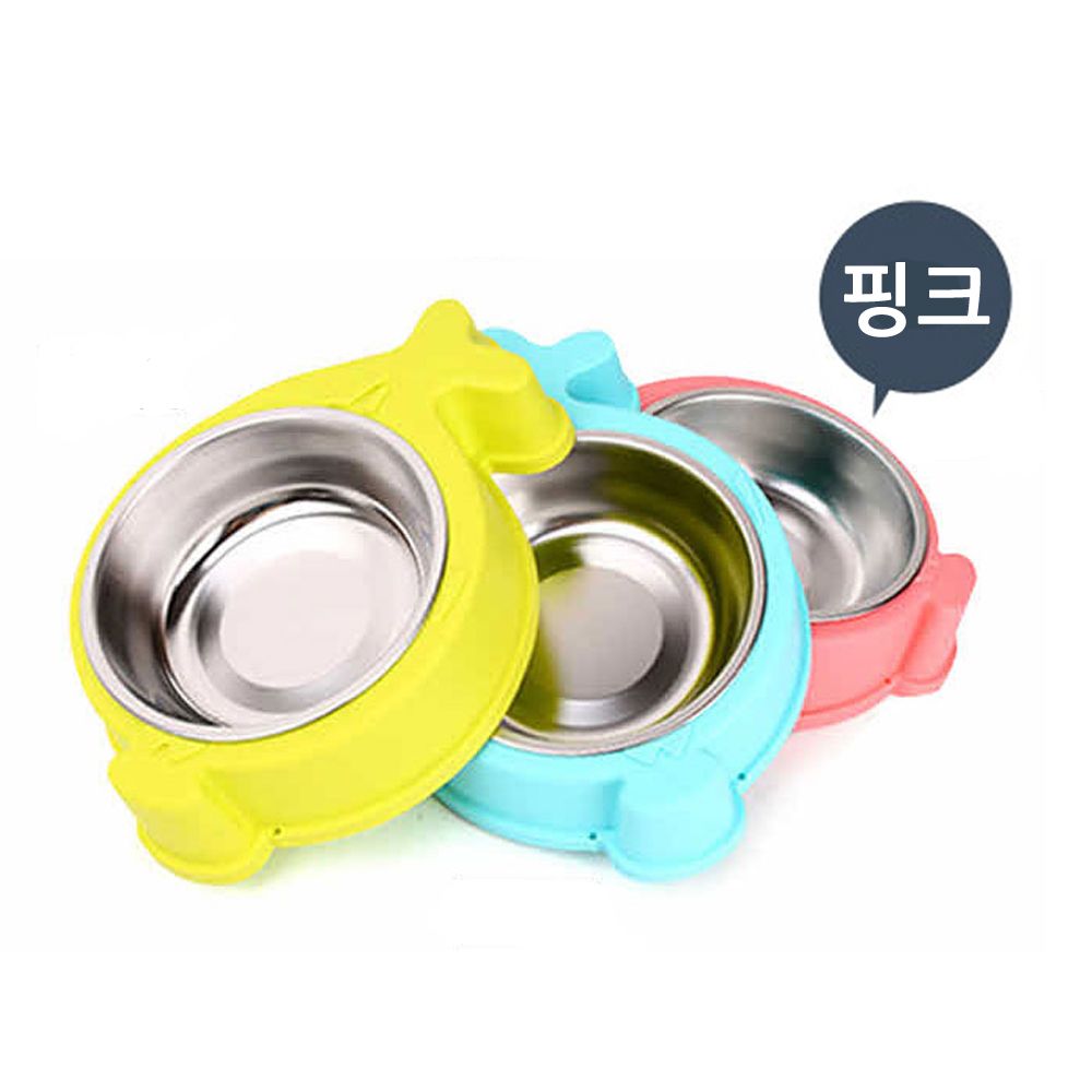 핑크 반려동물식기 돌고래1구식기 강아지식기 애견