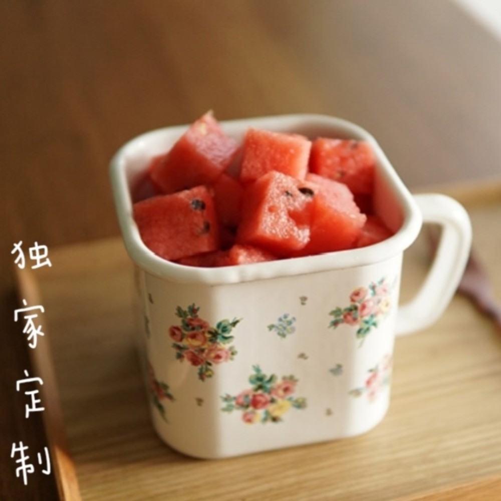 간식통 피크닉 레트로 리틀포레스트 플라워 꽃무늬 법랑 찬통 반찬통 캐니스터 그릇 빈티지 목
