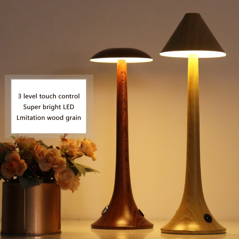 LED 아이언 아트 우드 그레인 분위기 책상 램프 터치 밝기 조절 시력 보호 테이블 거실 침실 바 조명