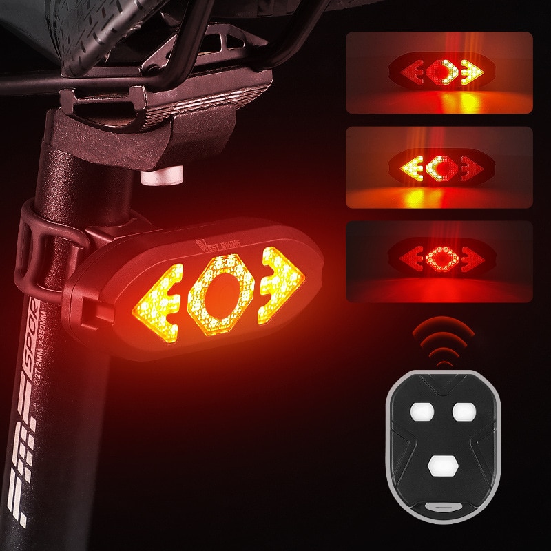 자전거 라이트 턴 신호 제어 방향 표시기 MTB LED 후면 USB 충전식 사이클링