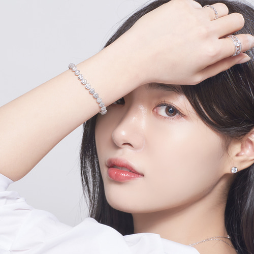 미엔느 헤일로 플라워 큐빅지르코니아 테니스 팔찌