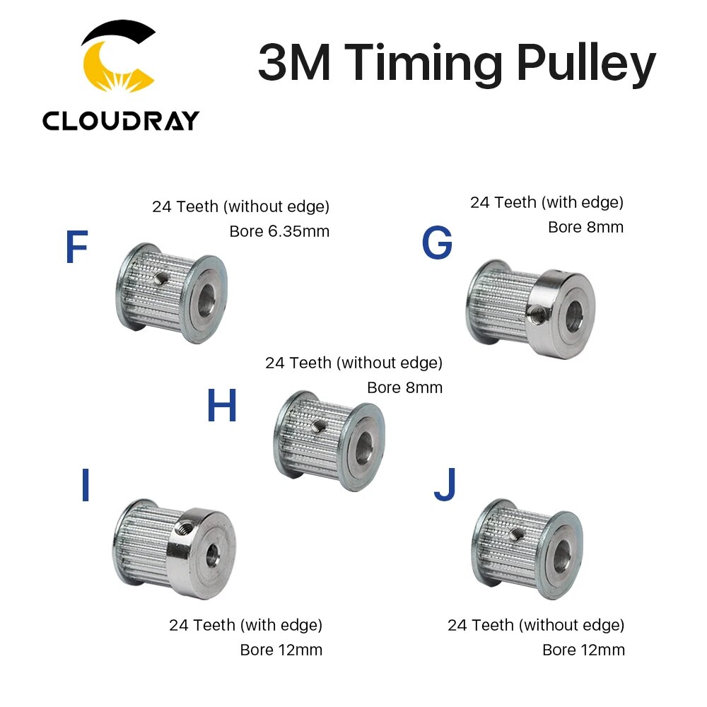 Cloudray CO2 레이저 금속 부품 동기 HTD 3M 기어 풀리 6 DIY CO2 레이저 조각 기계 절단