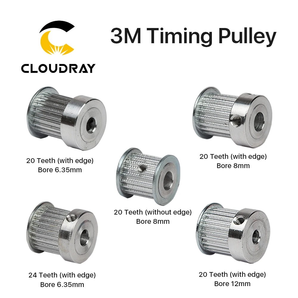 Cloudray CO2 레이저 금속 부품 동기 HTD 3M 기어 풀리 6 DIY CO2 레이저 조각 기계 절단