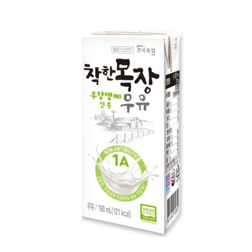 건국유업 건국유업 착한목장 무항생제 인증 우유 190ml
