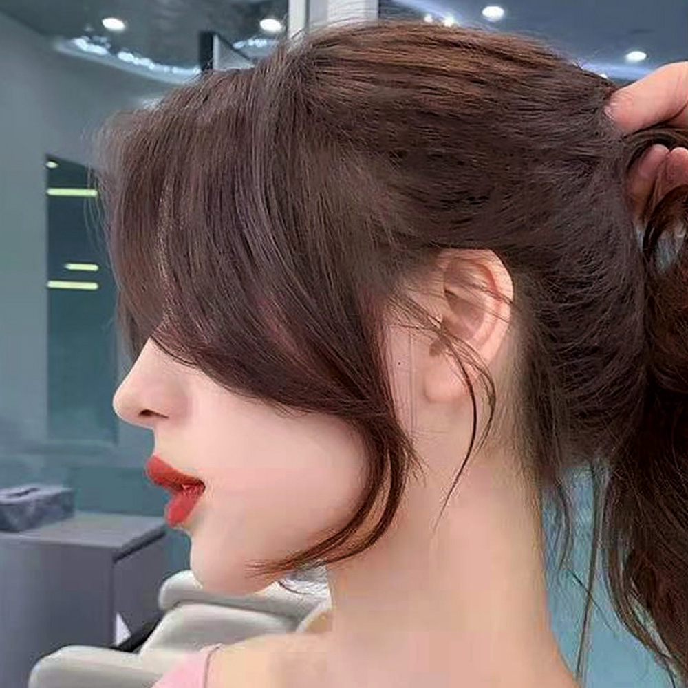 C컬 옆머리 똑딱이 부분가발 5p 앞머리 헤어피스